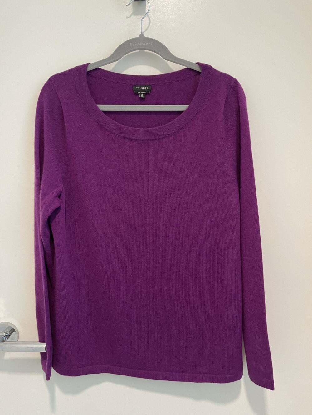 Talbots 100% Cashmere Sweater & Scarf Set Purple Crewneck Women’s Size XL Soft